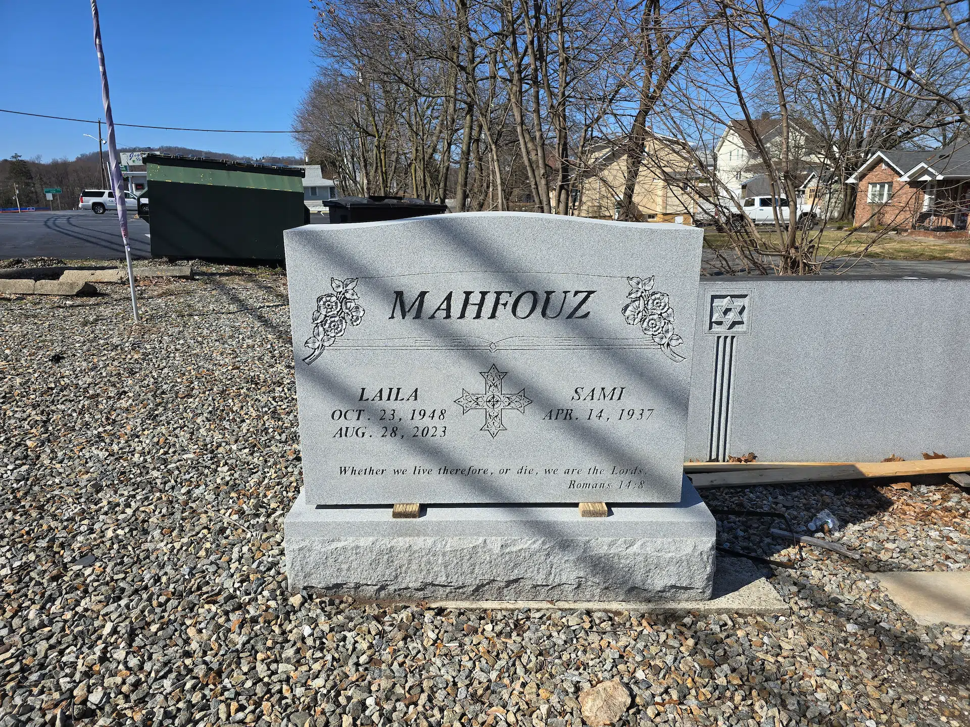 Granite Pillow Headstone hand-carved by Pillow Headstone Guide in NJ — image 1